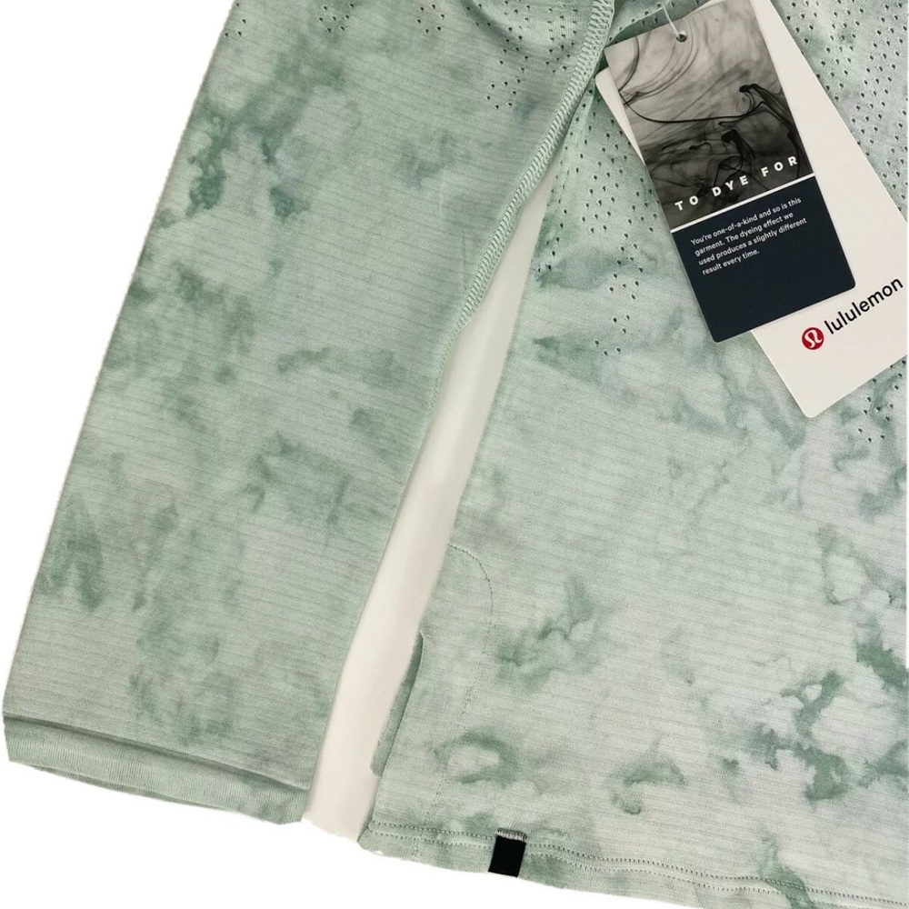 NWT lululemon Train to be Long sleeve tie dye green/white Top- RSWR/LW3EIPD - Picture 9 of 12